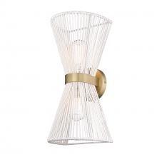  6938-2W BCB-WR - Avon BCB 2 Light Wall Sconce in Brushed Champagne Bronze with Bleached White Raphia Rope Shade